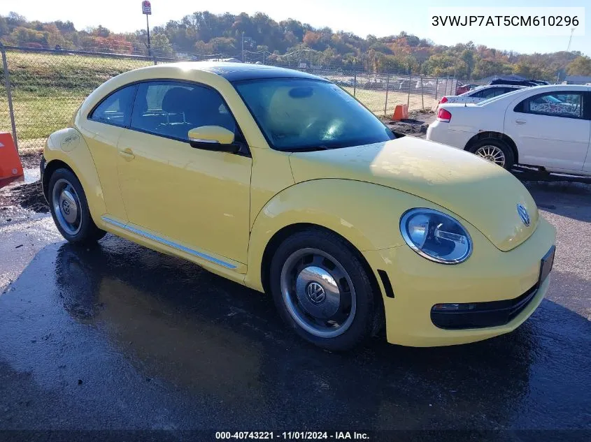 2012 Volkswagen Beetle 2.5L VIN: 3VWJP7AT5CM610296 Lot: 40743221