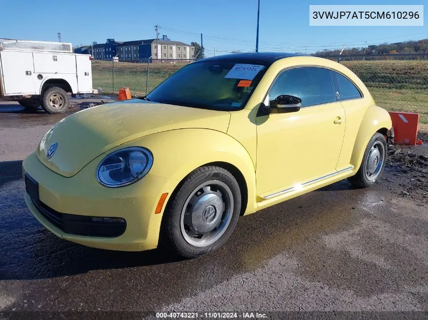 2012 Volkswagen Beetle 2.5L VIN: 3VWJP7AT5CM610296 Lot: 40743221