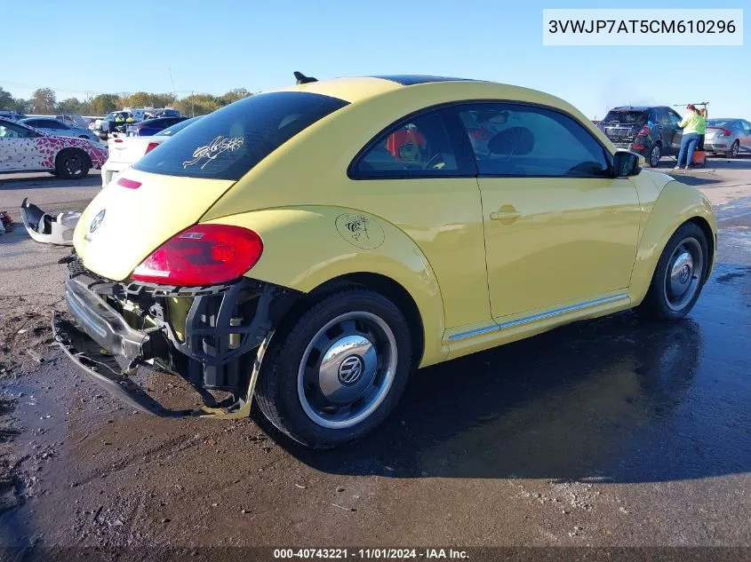 2012 Volkswagen Beetle 2.5L VIN: 3VWJP7AT5CM610296 Lot: 40743221