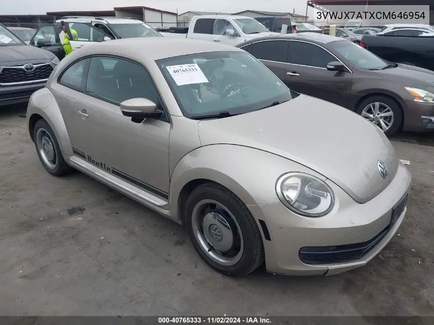 2012 Volkswagen Beetle 2.5L VIN: 3VWJX7ATXCM646954 Lot: 40765333