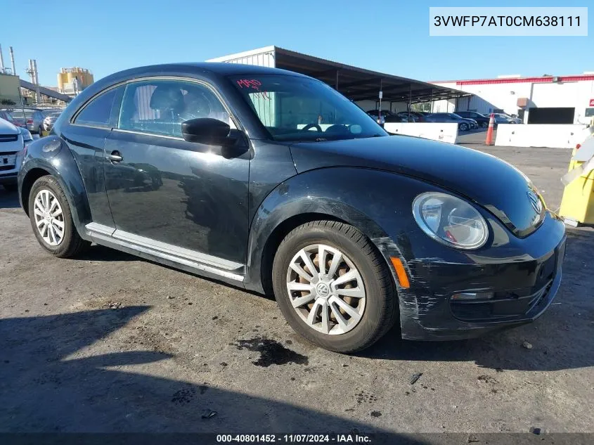 2012 Volkswagen Beetle Entry VIN: 3VWFP7AT0CM638111 Lot: 40801452