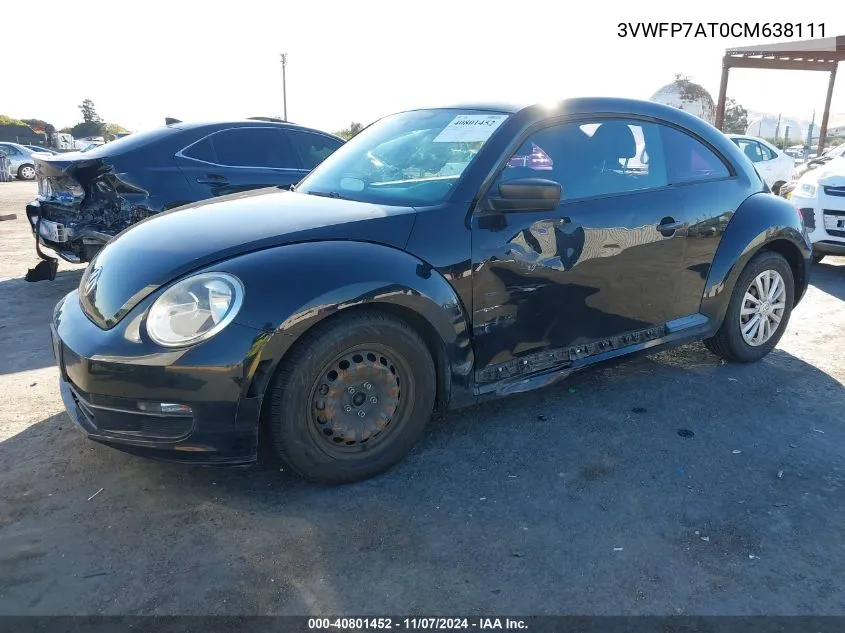 2012 Volkswagen Beetle Entry VIN: 3VWFP7AT0CM638111 Lot: 40801452