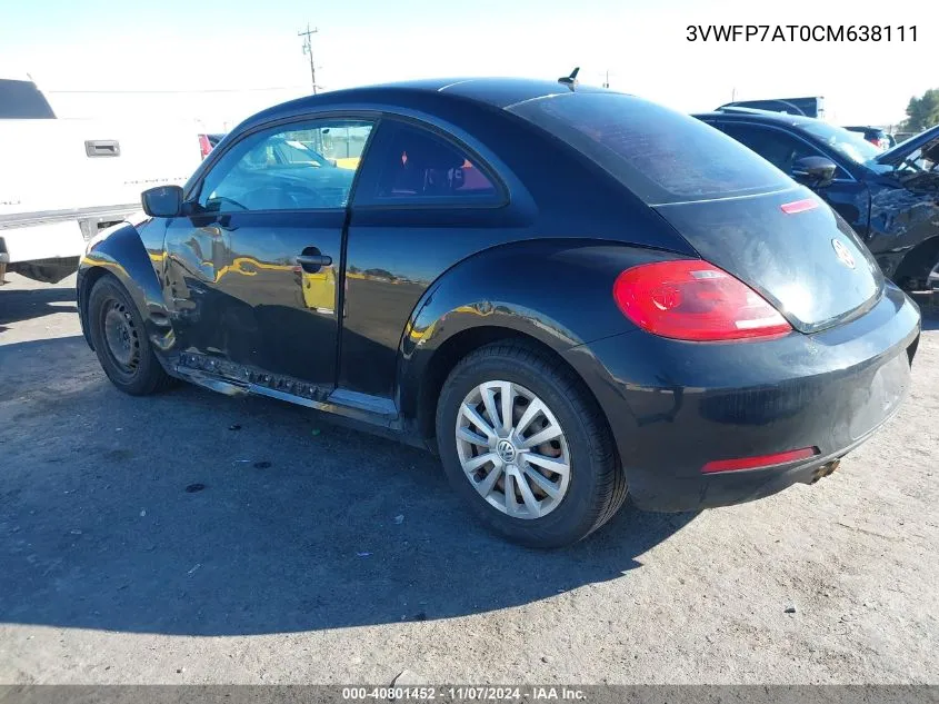 2012 Volkswagen Beetle Entry VIN: 3VWFP7AT0CM638111 Lot: 40801452