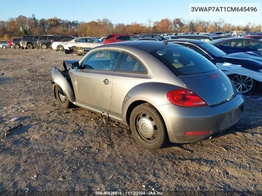 2012 Volkswagen Beetle VIN: 3VWAP7AT1CM645496 Lot: 40826615