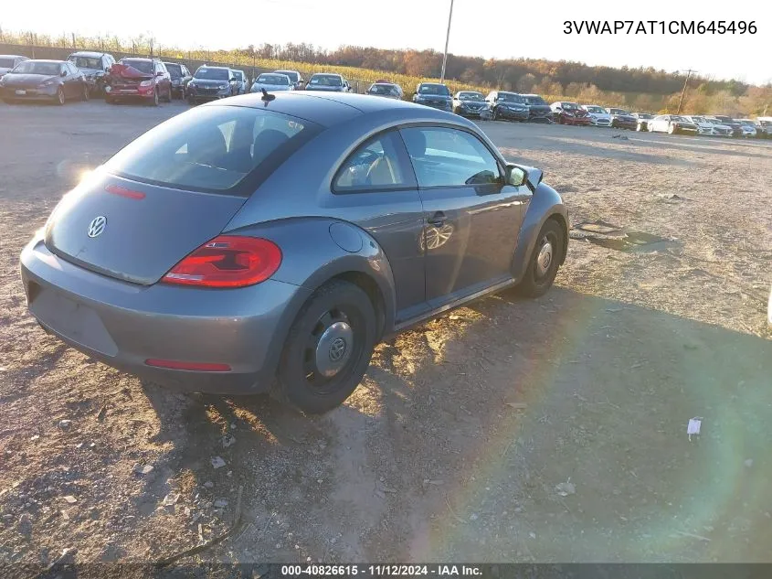 2012 Volkswagen Beetle VIN: 3VWAP7AT1CM645496 Lot: 40826615