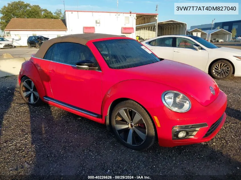 2013 Volkswagen Beetle 2.0T VIN: 3VW7T7AT4DM827040 Lot: 40226626