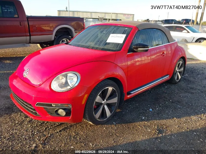 2013 Volkswagen Beetle 2.0T VIN: 3VW7T7AT4DM827040 Lot: 40226626