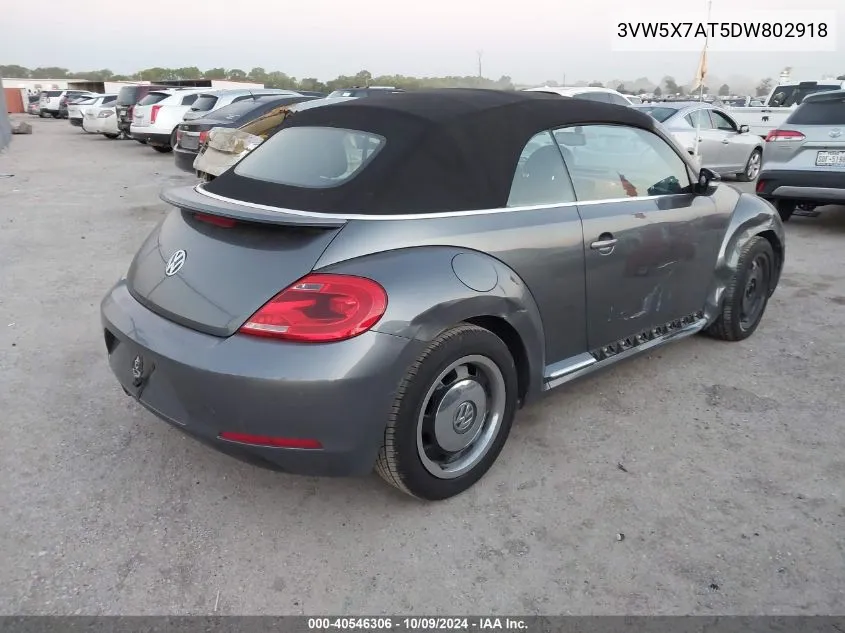 2013 Volkswagen Beetle VIN: 3VW5X7AT5DW802918 Lot: 40546306