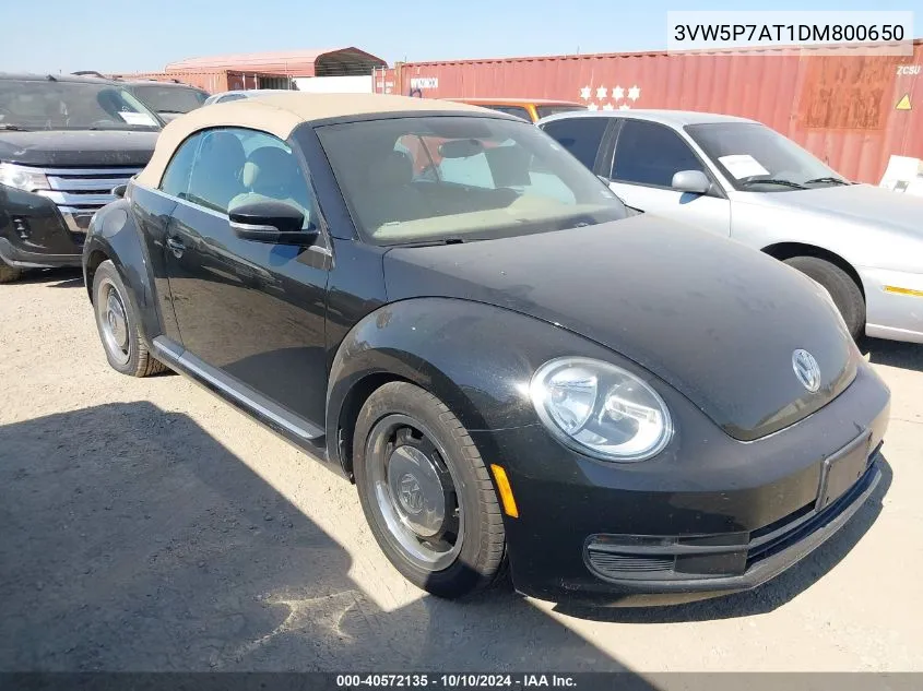 2013 Volkswagen Beetle 2.5L VIN: 3VW5P7AT1DM800650 Lot: 40572135