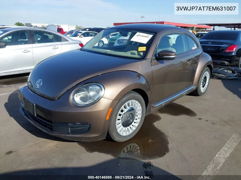 2014 Volkswagen Beetle 2.5L VIN: 3VWJP7AT7EM631007 Lot: 40146889