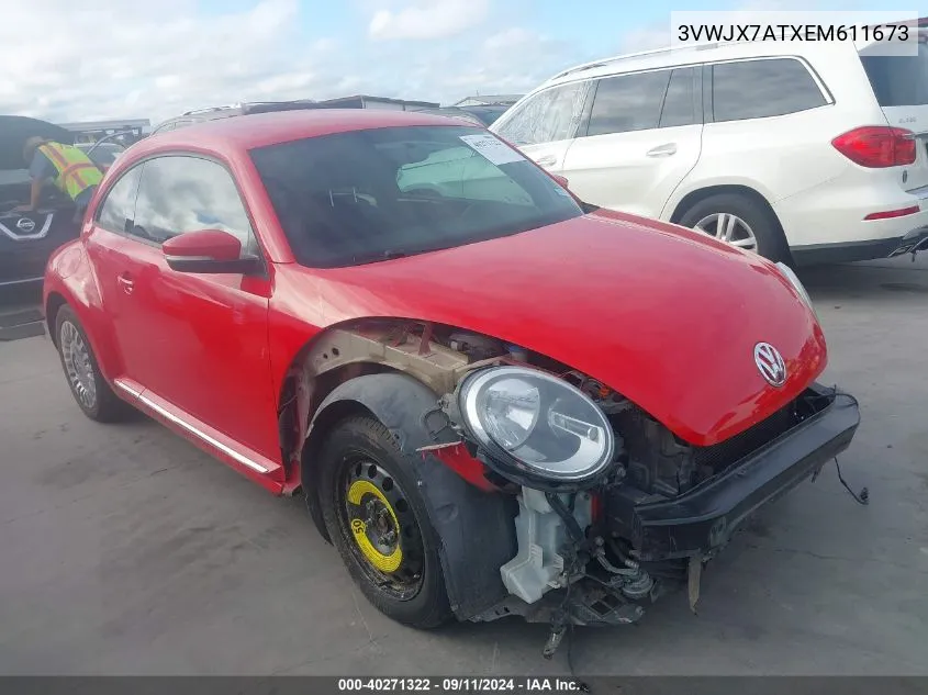 2014 Volkswagen Beetle 2.5L VIN: 3VWJX7ATXEM611673 Lot: 40271322