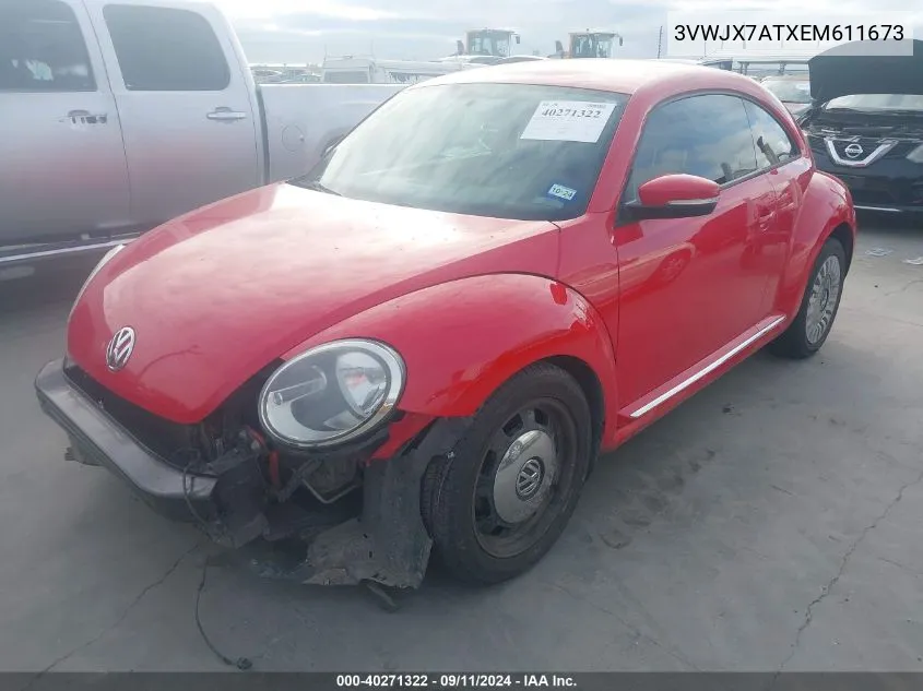 2014 Volkswagen Beetle 2.5L VIN: 3VWJX7ATXEM611673 Lot: 40271322