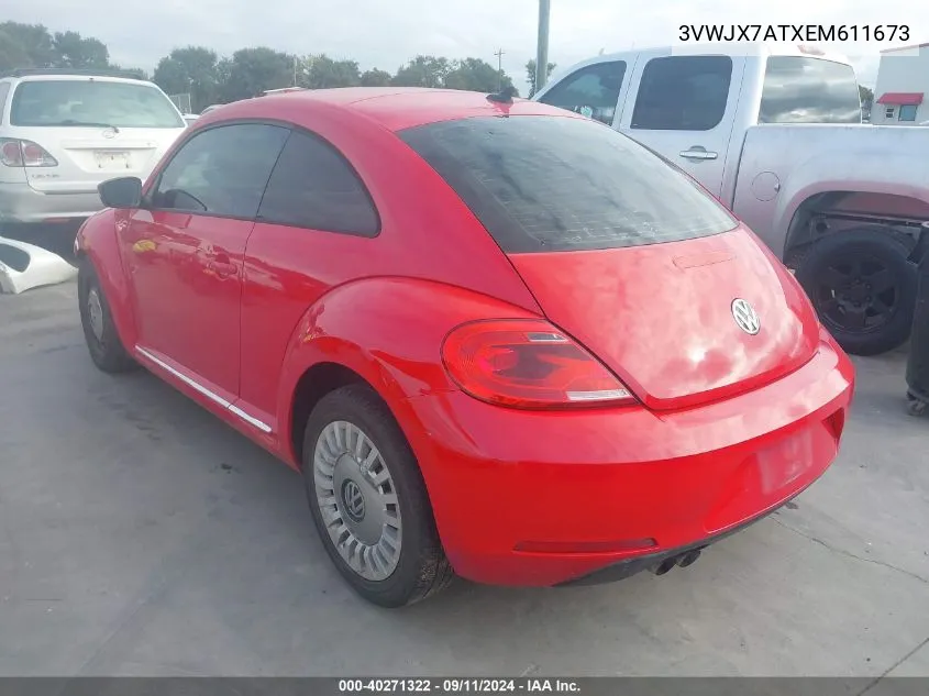 2014 Volkswagen Beetle 2.5L VIN: 3VWJX7ATXEM611673 Lot: 40271322