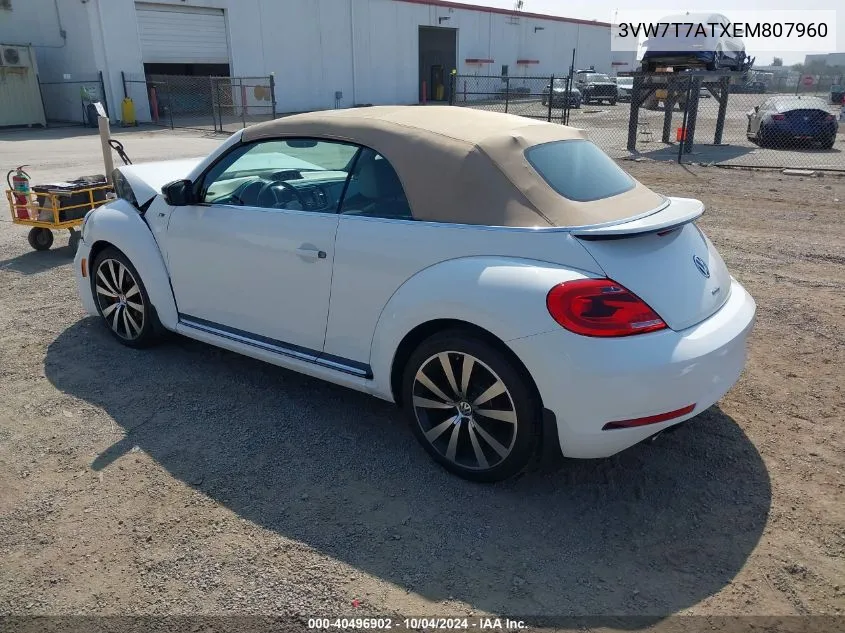 2014 Volkswagen Beetle 2.0T R-Line VIN: 3VW7T7ATXEM807960 Lot: 40496902