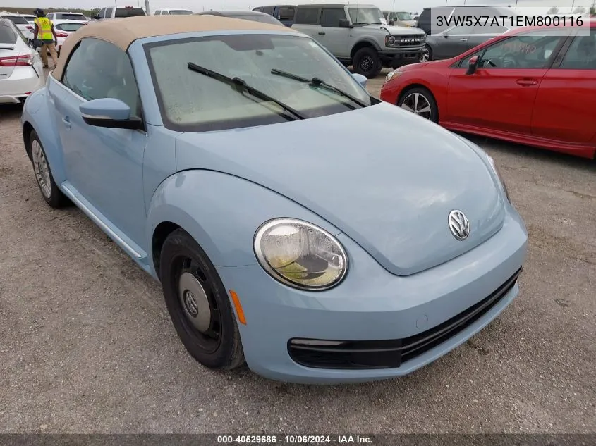 2014 Volkswagen Beetle VIN: 3VW5X7AT1EM800116 Lot: 40529686