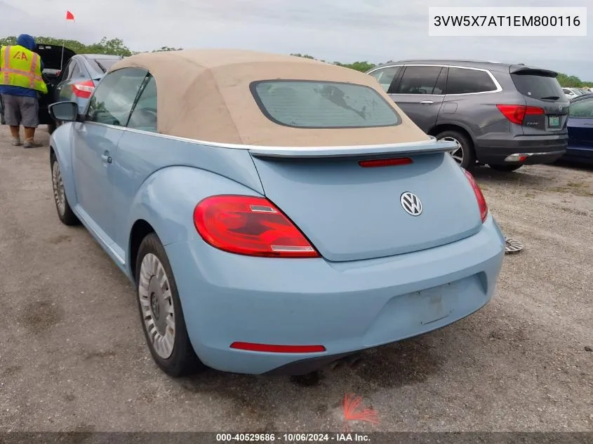 2014 Volkswagen Beetle VIN: 3VW5X7AT1EM800116 Lot: 40529686