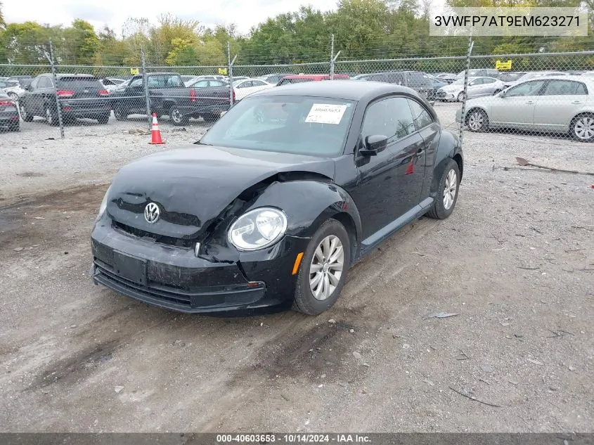 2014 Volkswagen Beetle 2.5L Entry VIN: 3VWFP7AT9EM623271 Lot: 40603653