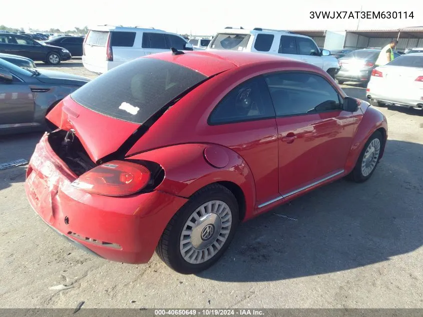 2014 Volkswagen Beetle VIN: 3VWJX7AT3EM630114 Lot: 40650649