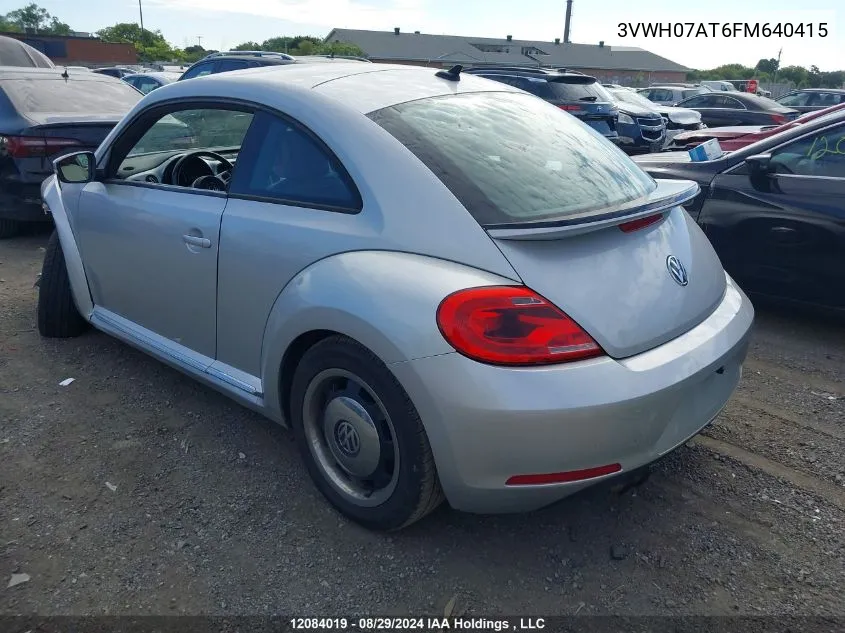 2015 Volkswagen Beetle Coupe VIN: 3VWH07AT6FM640415 Lot: 12084019