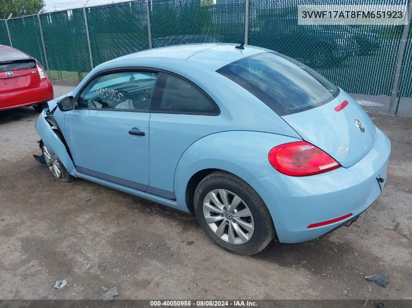 2015 Volkswagen Beetle 1.8T Fleet Edition VIN: 3VWF17AT8FM651923 Lot: 40050955