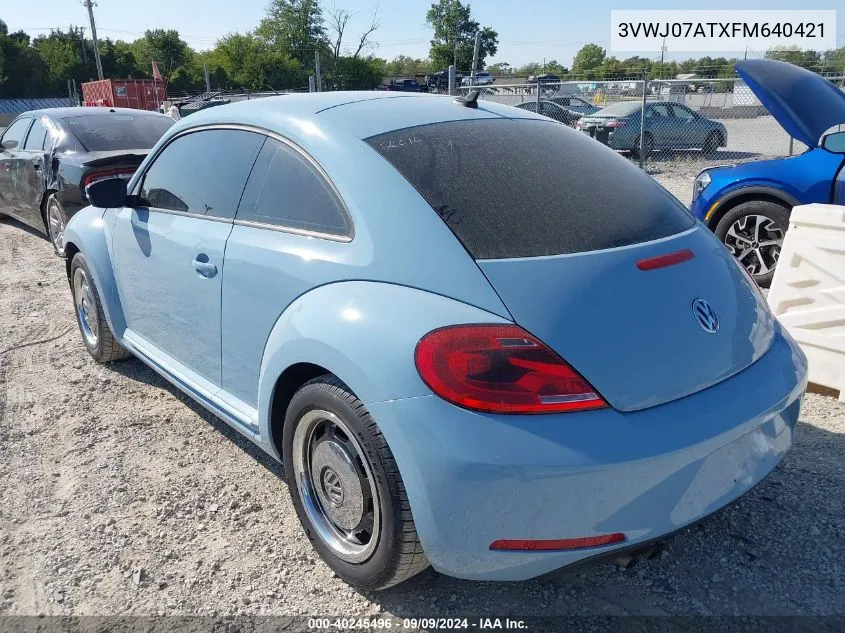 3VWJ07ATXFM640421 2015 Volkswagen Beetle 1.8T