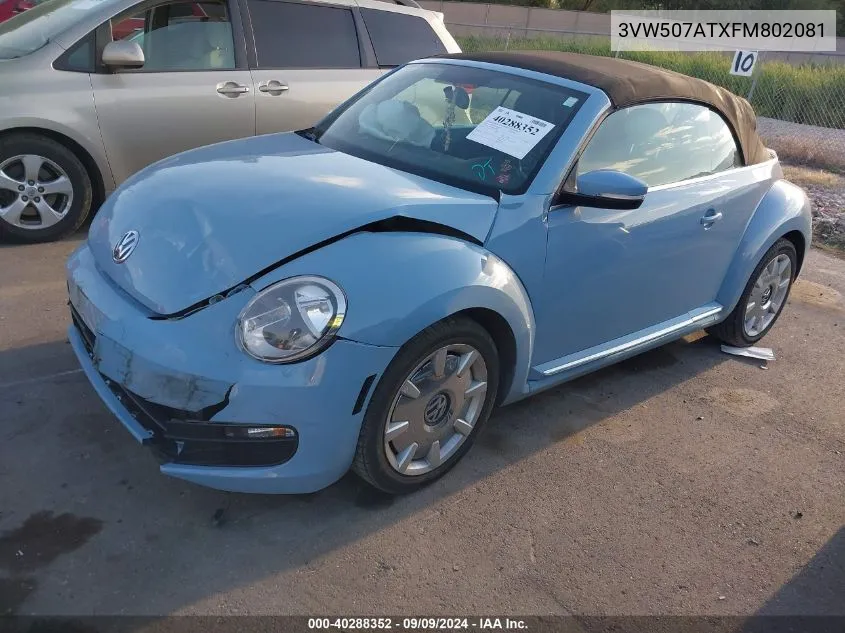 2015 Volkswagen Beetle 1.8T VIN: 3VW507ATXFM802081 Lot: 40288352