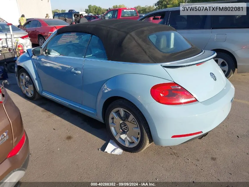 2015 Volkswagen Beetle 1.8T VIN: 3VW507ATXFM802081 Lot: 40288352