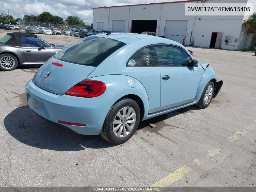 2015 Volkswagen Beetle 1.8T VIN: 3VWF17AT4FM615405 Lot: 40403128