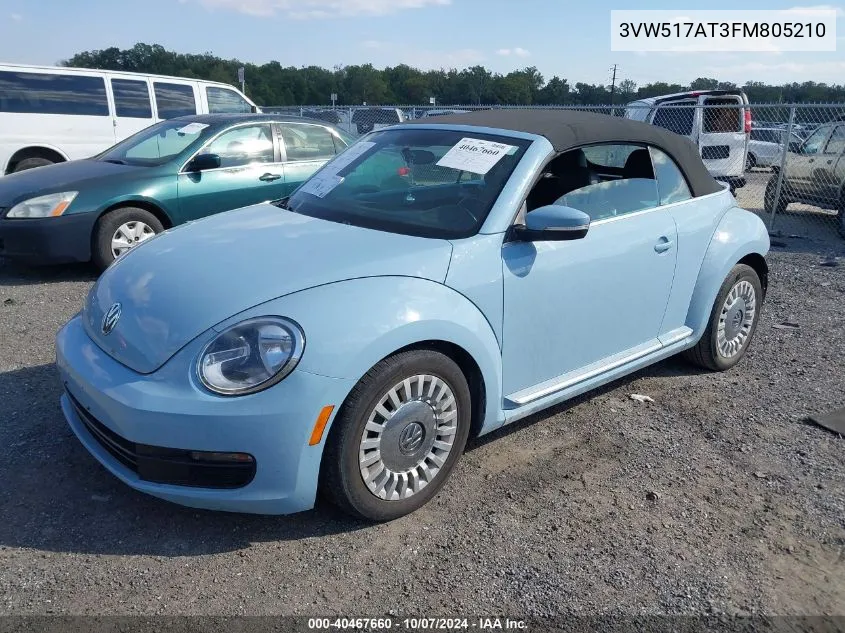 2015 Volkswagen Beetle 1.8T VIN: 3VW517AT3FM805210 Lot: 40467660