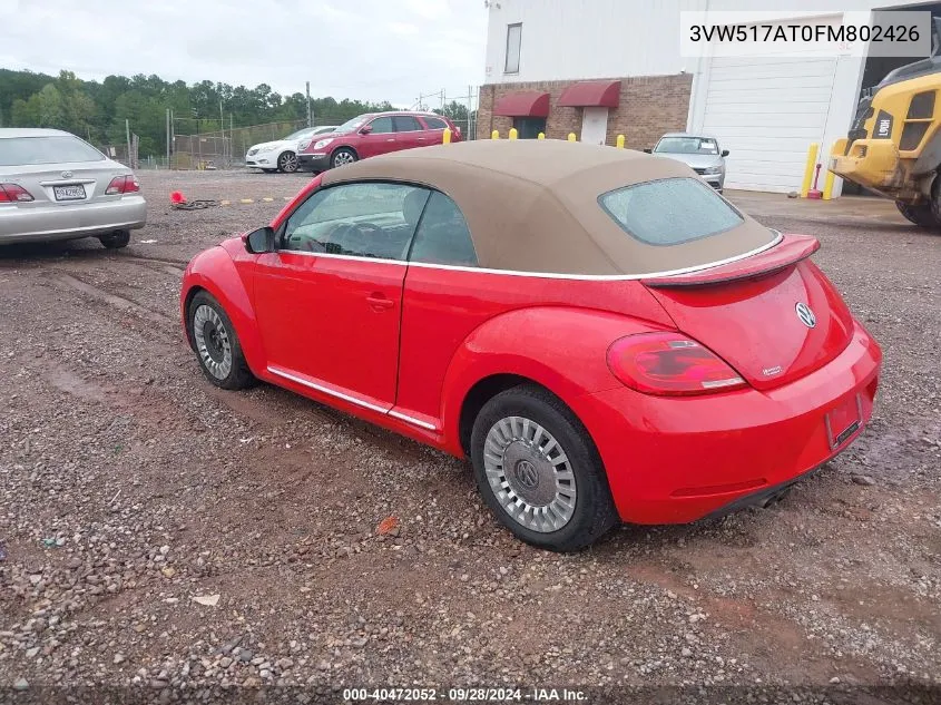 2015 Volkswagen Beetle 1.8T VIN: 3VW517AT0FM802426 Lot: 40472052