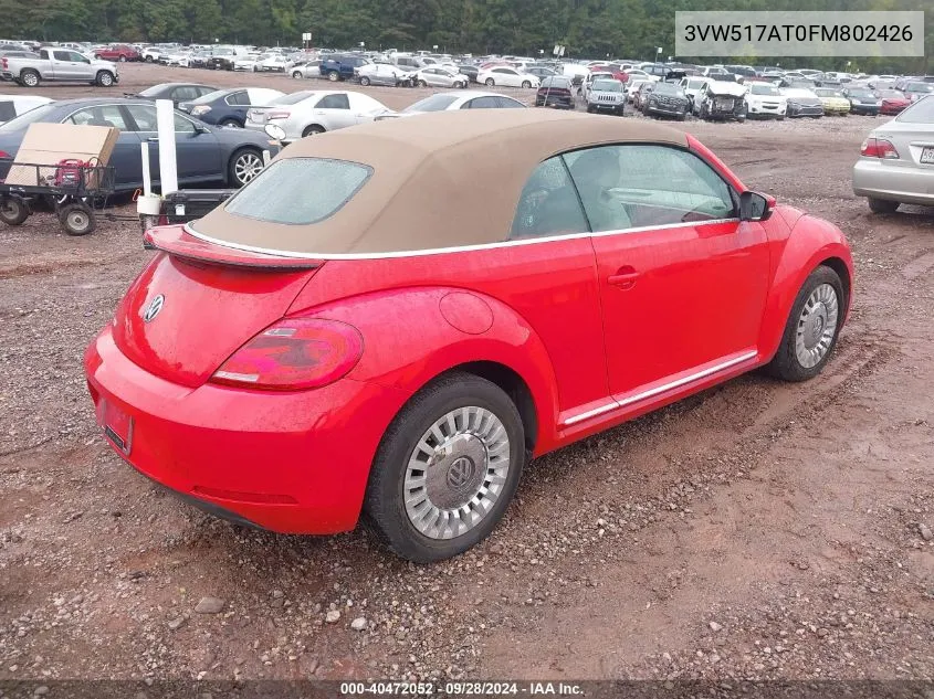 2015 Volkswagen Beetle 1.8T VIN: 3VW517AT0FM802426 Lot: 40472052