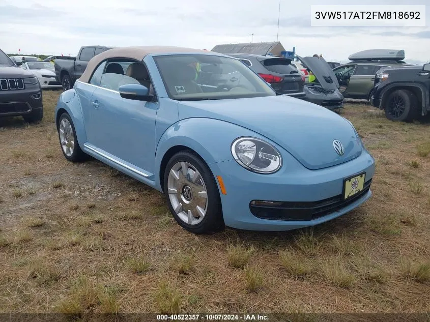 2015 Volkswagen Beetle 1.8T VIN: 3VW517AT2FM818692 Lot: 40522357