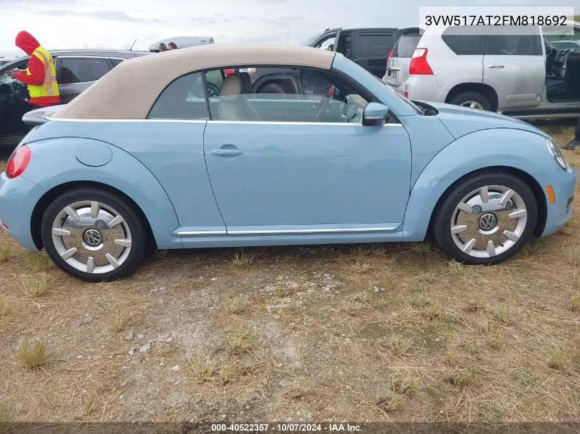 2015 Volkswagen Beetle 1.8T VIN: 3VW517AT2FM818692 Lot: 40522357