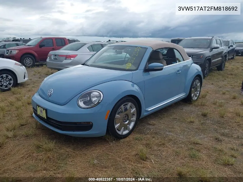 2015 Volkswagen Beetle 1.8T VIN: 3VW517AT2FM818692 Lot: 40522357