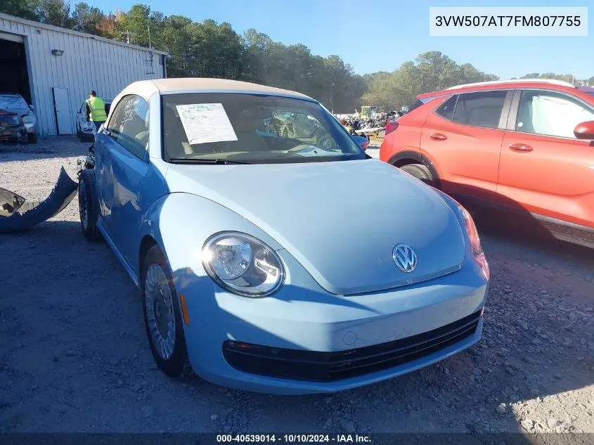 2015 Volkswagen Beetle 1.8T VIN: 3VW507AT7FM807755 Lot: 40539014