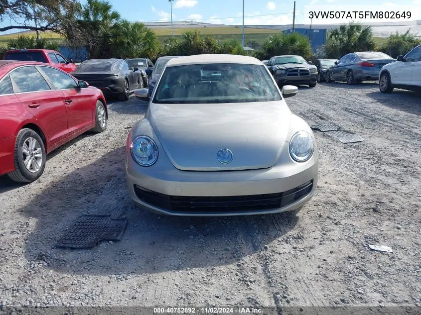 2015 Volkswagen Beetle 1.8T VIN: 3VW507AT5FM802649 Lot: 40752892