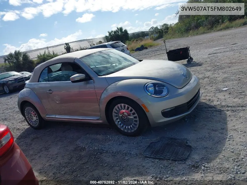 2015 Volkswagen Beetle 1.8T VIN: 3VW507AT5FM802649 Lot: 40752892