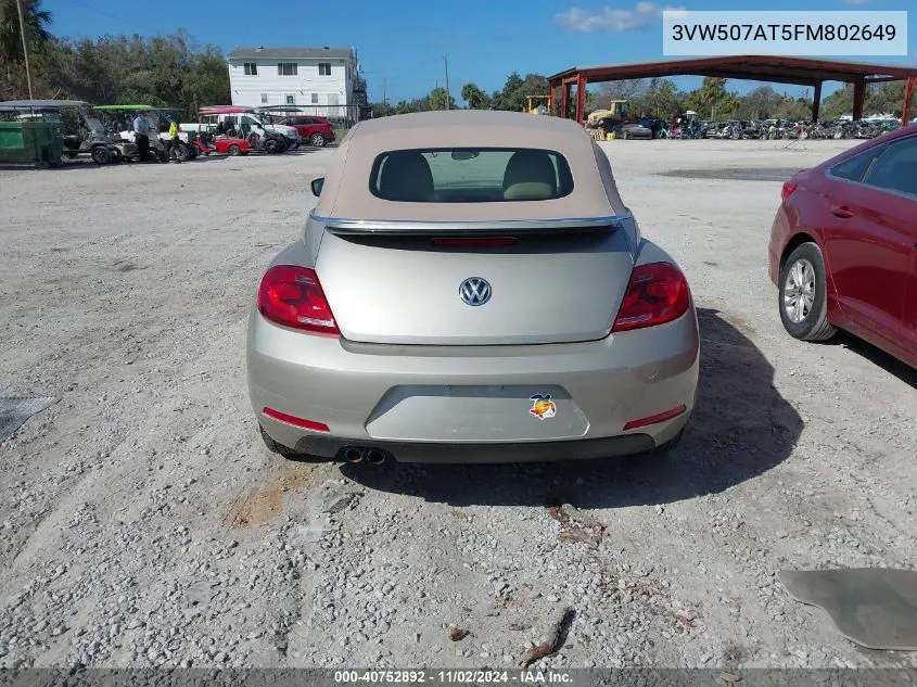 2015 Volkswagen Beetle 1.8T VIN: 3VW507AT5FM802649 Lot: 40752892