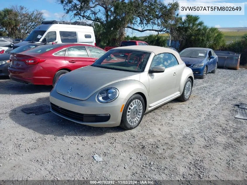 2015 Volkswagen Beetle 1.8T VIN: 3VW507AT5FM802649 Lot: 40752892