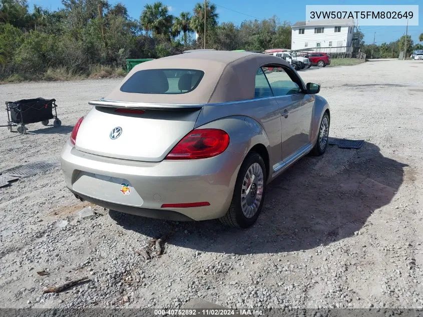 2015 Volkswagen Beetle 1.8T VIN: 3VW507AT5FM802649 Lot: 40752892