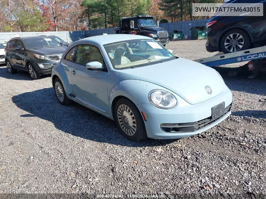 2015 Volkswagen Beetle 1.8T VIN: 3VWJ17AT7FM643015 Lot: 40784243