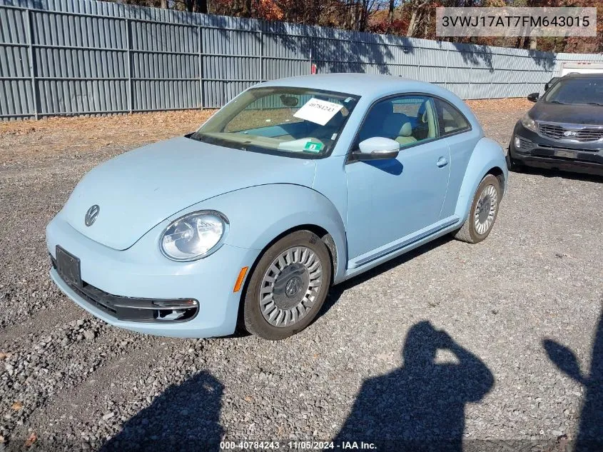 2015 Volkswagen Beetle 1.8T VIN: 3VWJ17AT7FM643015 Lot: 40784243