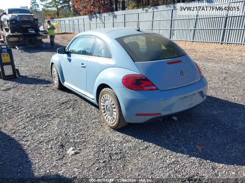 2015 Volkswagen Beetle 1.8T VIN: 3VWJ17AT7FM643015 Lot: 40784243