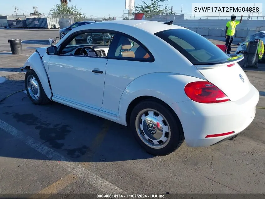 2015 Volkswagen Beetle 1.8T Classic VIN: 3VWF17AT2FM604838 Lot: 40814174