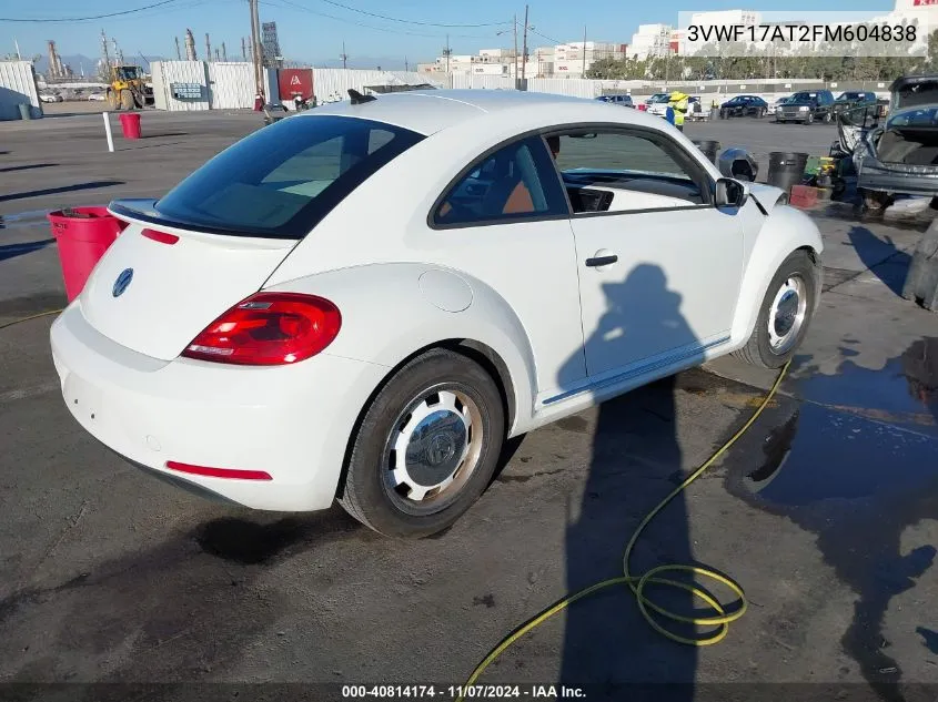 2015 Volkswagen Beetle 1.8T Classic VIN: 3VWF17AT2FM604838 Lot: 40814174