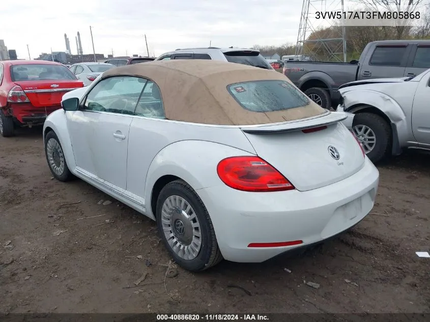 2015 Volkswagen Beetle 1.8T VIN: 3VW517AT3FM805868 Lot: 40886820