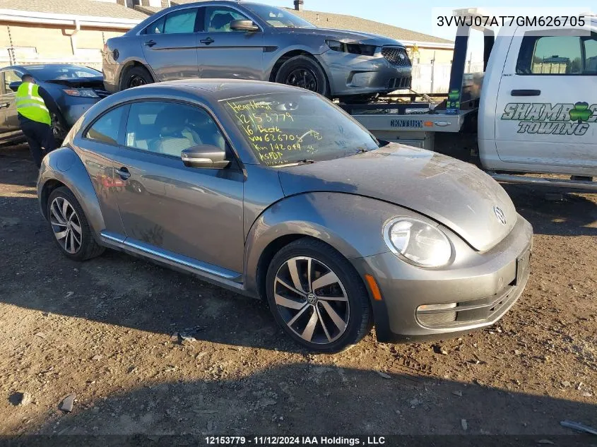 2016 Volkswagen Beetle Coupe VIN: 3VWJ07AT7GM626705 Lot: 12153779