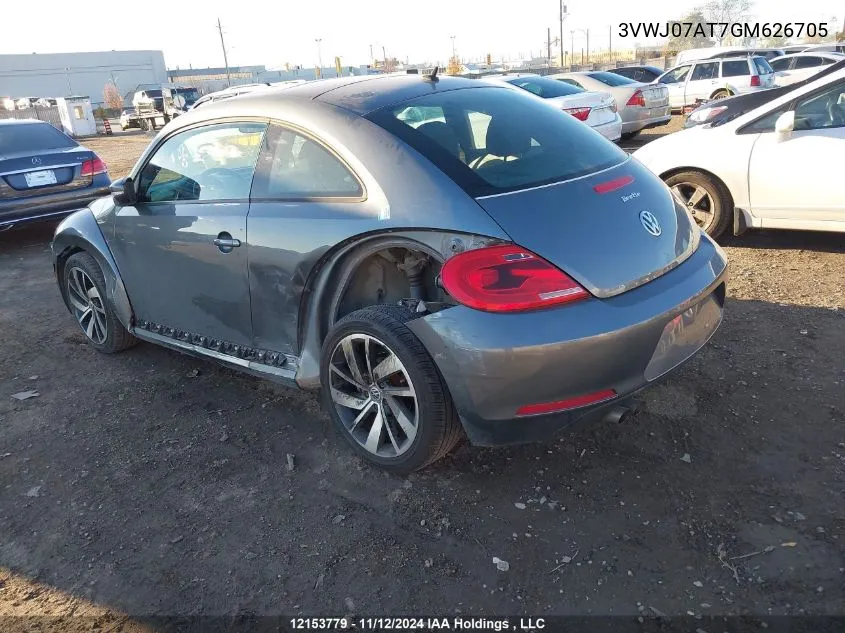 2016 Volkswagen Beetle Coupe VIN: 3VWJ07AT7GM626705 Lot: 12153779