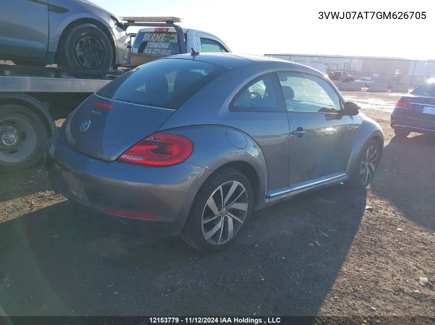 2016 Volkswagen Beetle Coupe VIN: 3VWJ07AT7GM626705 Lot: 12153779