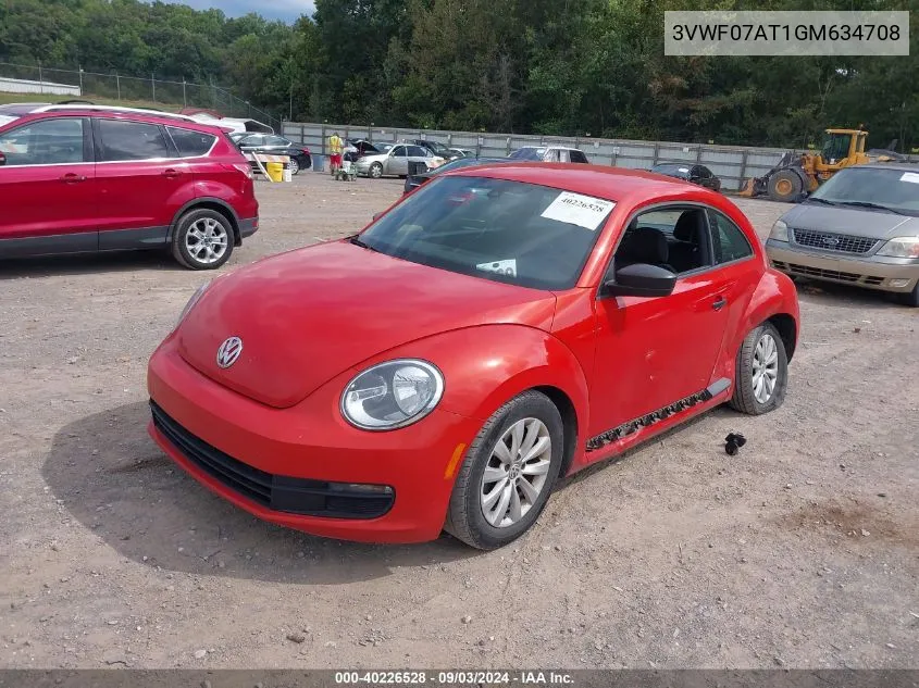 2016 Volkswagen Beetle 1.8T S VIN: 3VWF07AT1GM634708 Lot: 40226528